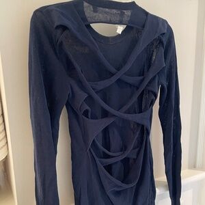 A.L.C. navy cotton long sleeve open back sweater size XS